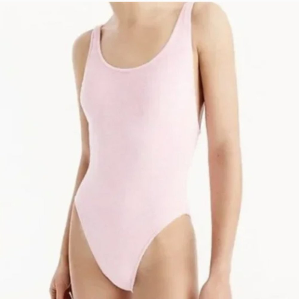 J.Crew Pink Plunging One-piece Swimsuit in Terry Cloth Sz 6